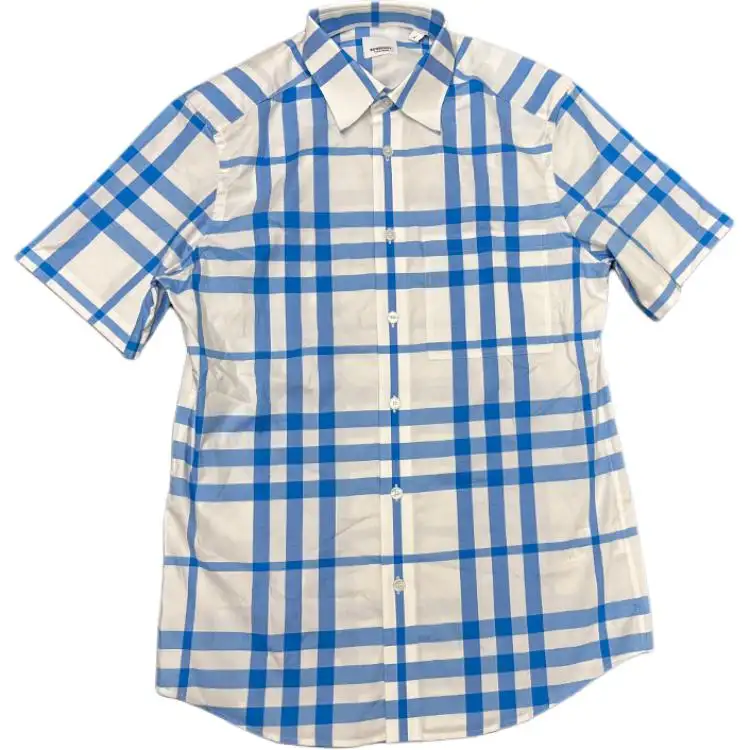 Burberry Shirts Men's Blue Lapel Moderate Straight Fit