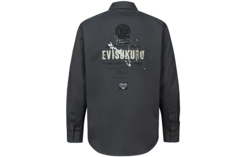 EVISU Shirts Men's Dark Gray Lapel Moderate Other