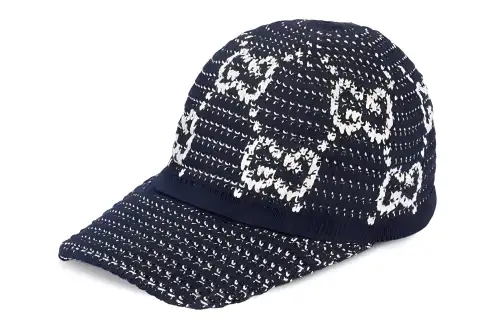 GUCCI Patterned Print Cotton Baseball Caps Women's Black