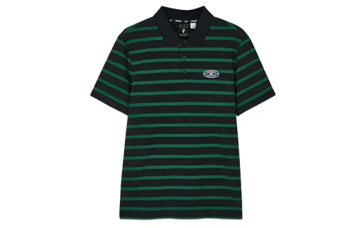Skechers Polo Shirt Men's Green Black Stripes