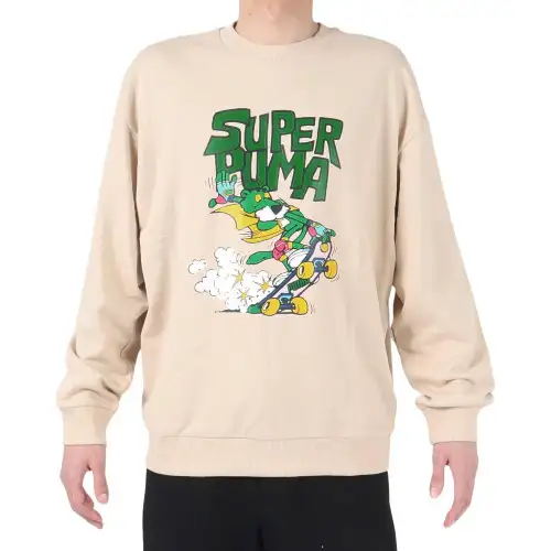 PUMA Sweatshirts Men's Beige Crew Neck Moderate Regular