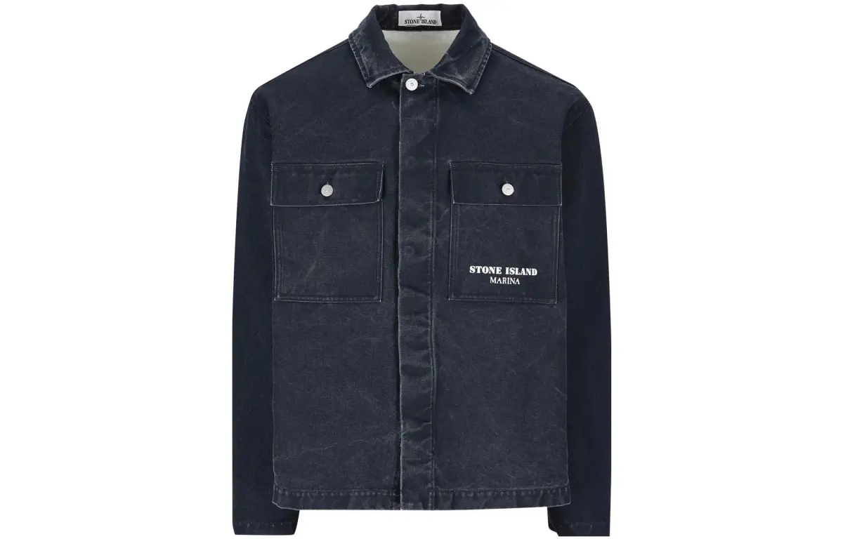 STONE ISLAND Shirts Men's Blue Lapel Moderate Straight Fit