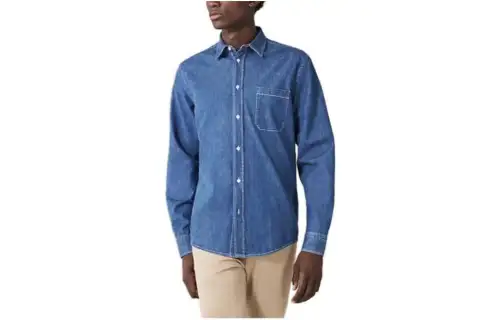 HERMES Shirts Men's Blue Moderate Shirt