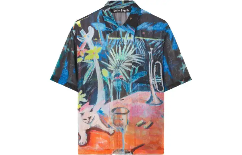 Palm Angels Oil On Canvas button-up bowling shirt