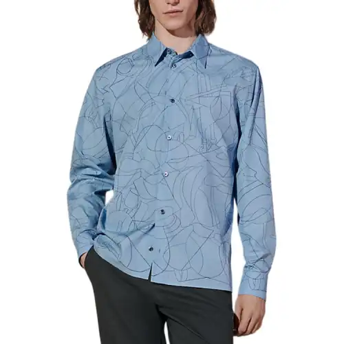 HERMES SS24 Shirt Men's Light Gray Blue