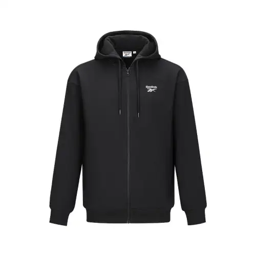 Reebok Sweatshirts Unisex Black Hooded Moderate Cardigan