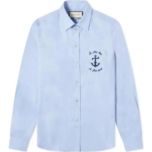 GUCCI Shirts Men's Blue Lapel Moderate Other