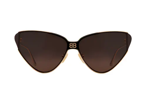 Balenciaga Metal Nylon Irregular Shape Sunglasses Unisex Gold