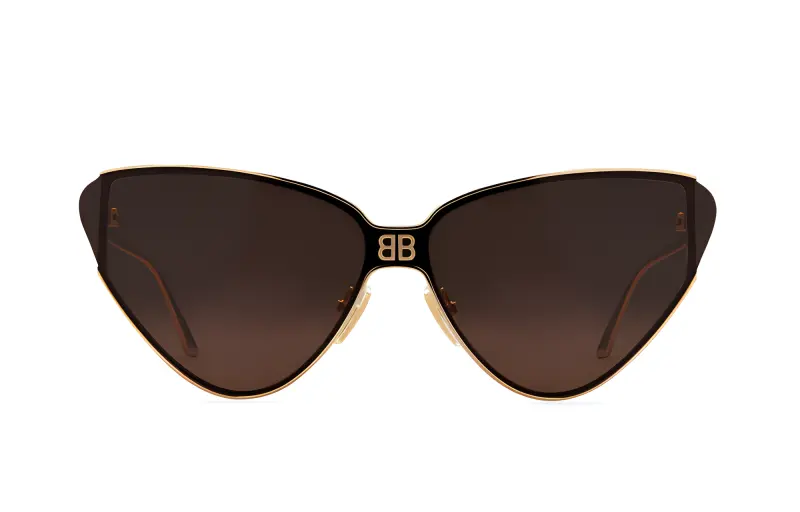 Balenciaga Metal Nylon Irregular Shape Sunglasses Unisex Gold