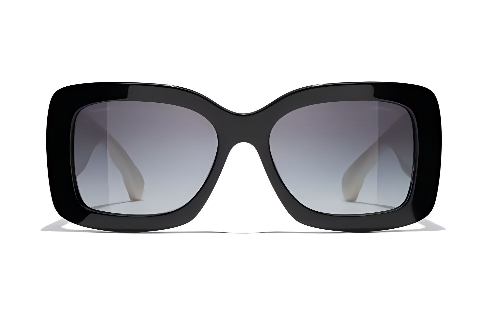 CHANEL Plate Frame Irregular Shape Sunglasses Unisex White