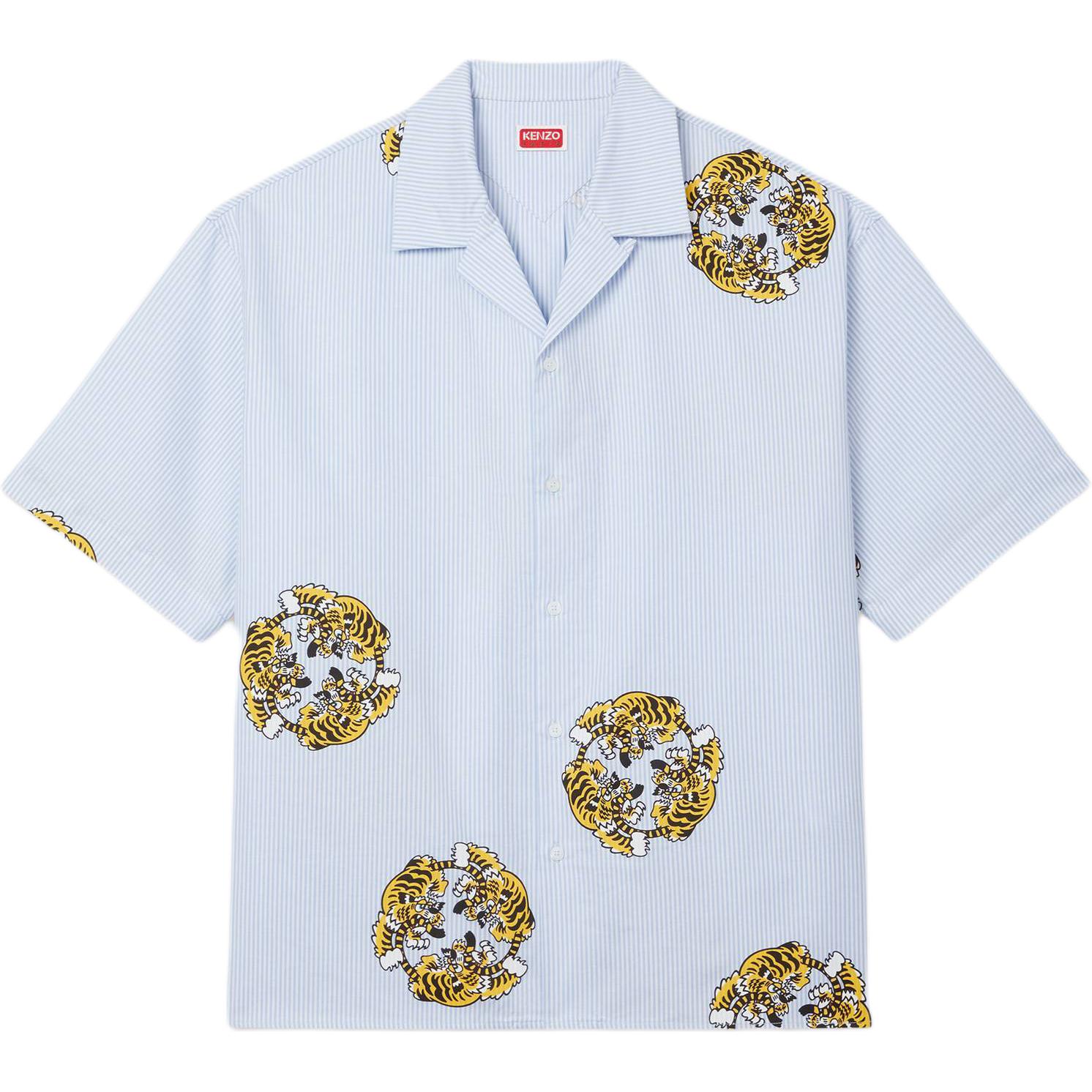 KENZO Verdy SS25 Printed Graphic Oversized Cotton Short Sleeve Shirt Men's Sky Blue