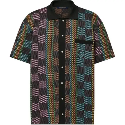 LOUIS VUITTON Damier Short Sleeved Cotton Knit Shirt
