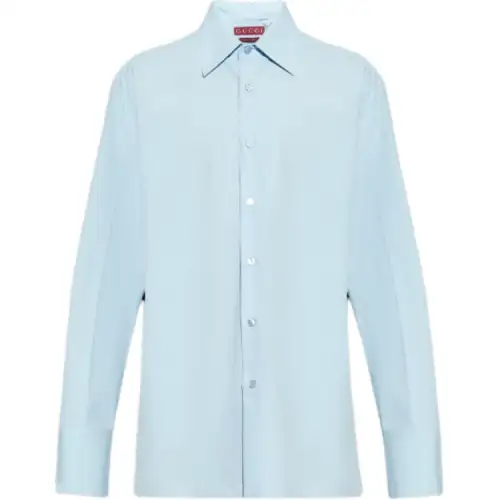 GUCCI Shirts Men's Blue Lapel Moderate