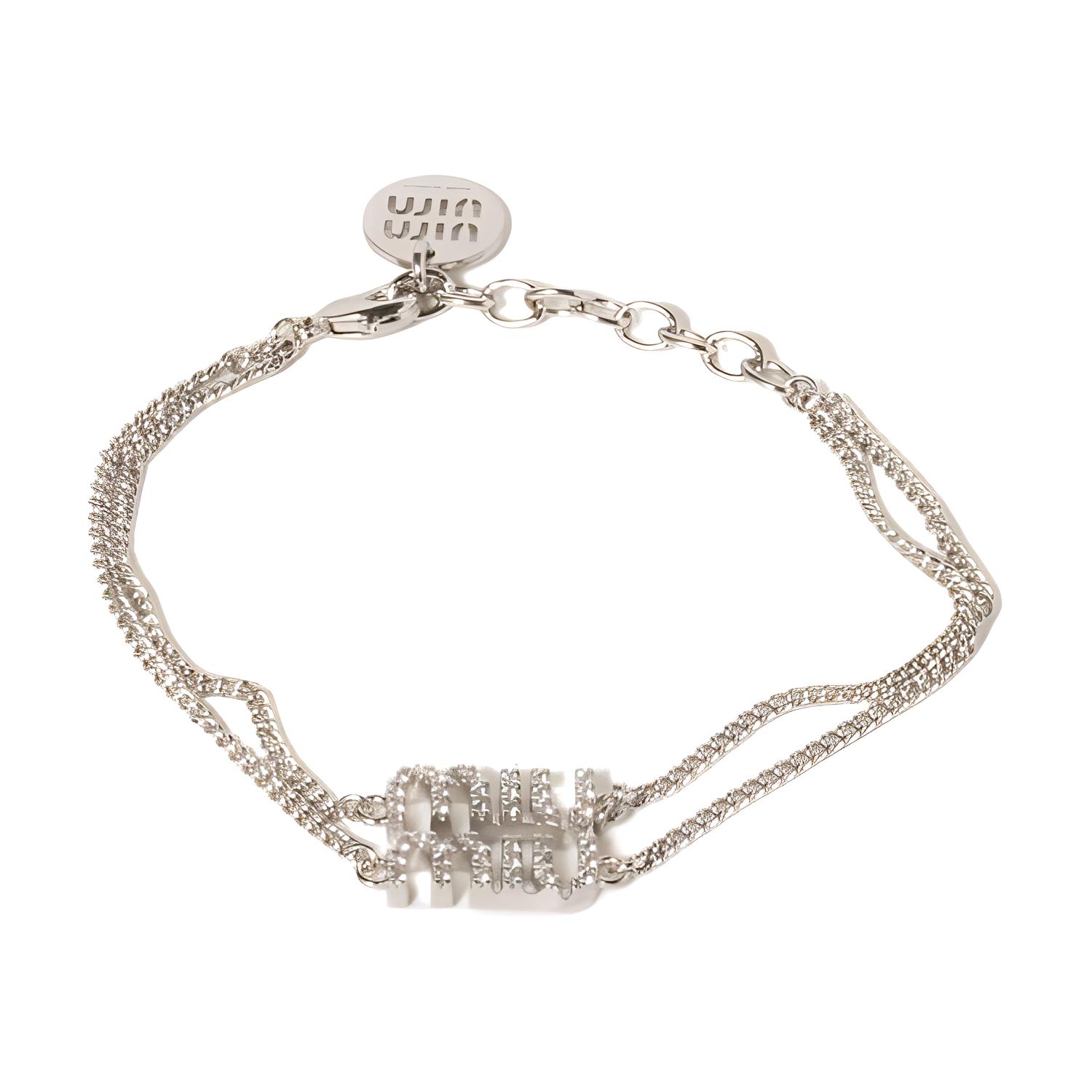 MIU MIU Brand Logo Metal Bracelets Women's Silver