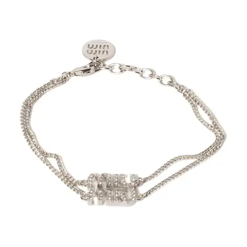 MIU MIU Brand Logo Metal Bracelets Women's Silver