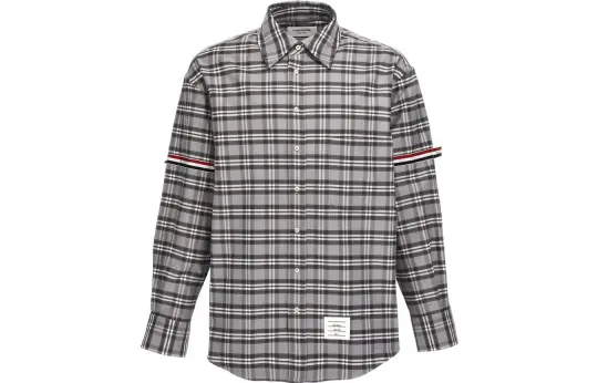 THOM BROWNE Prince Of Wales Check Twill Armband Oversized Shirt