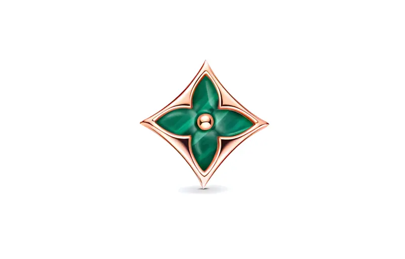 LOUIS VUITTON 18K Rose Gold Stud Earrings Women's Green