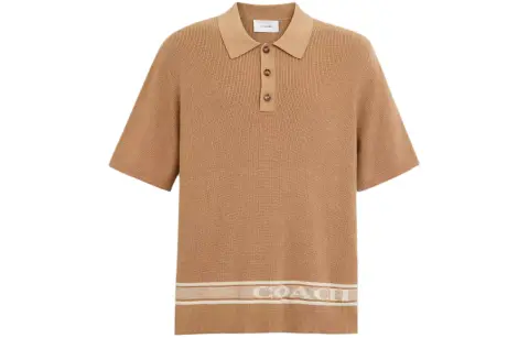 COACH Polo Shirts Men's Brown Polo Collar Moderate