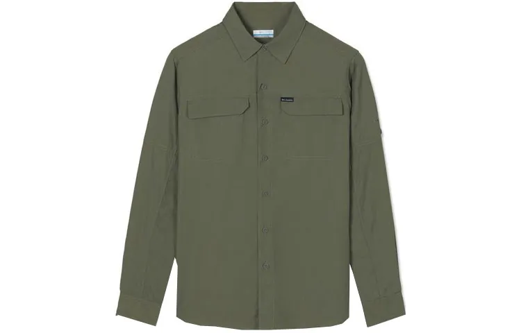 Columbia Shirts Men's Green Lapel Moderate Shirt