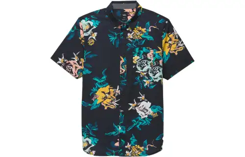 Vans Kessel Shirts Men's Black Lapel Moderate Shirt
