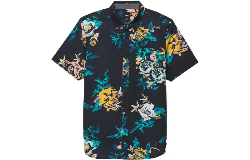 Vans Kessel Shirts Men's Black Lapel Moderate Shirt