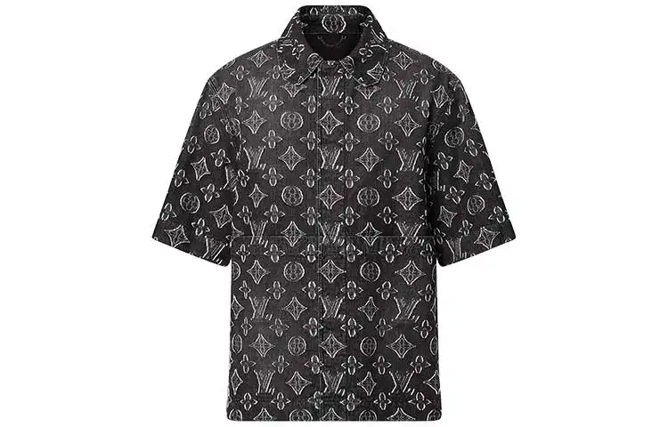 Lv Monogram Short Sleeved Chambray Shirt