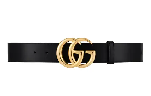 GUCCI GG Marmont Cow Leather Belts Men's Black Width 4cm