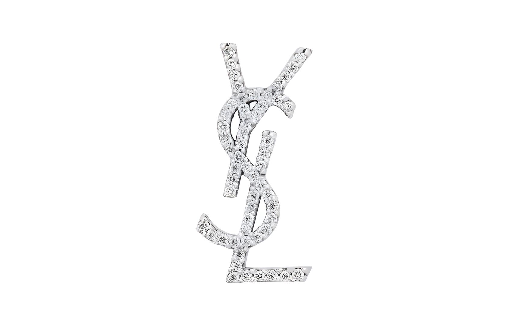 SAINT LAURENT 18K Gray Gold, Diamond Earrings Women's Silver
