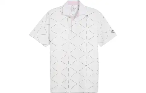 PUMA Crew TR Big Logo Polo Shirts Unisex White Polo Collar Moderate Straight Fit