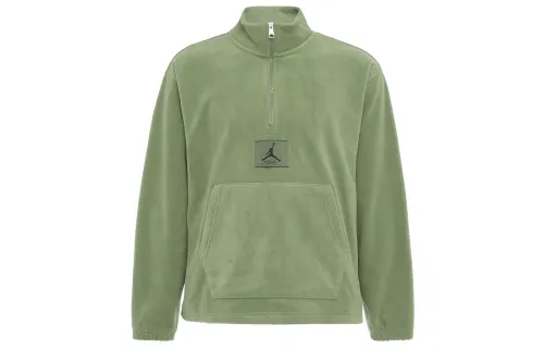 Jordan American Vintage Solid Color Fleece Lined Polar Fleece Half Zip Stand Collar Pullover Sweatshirt Men's Green