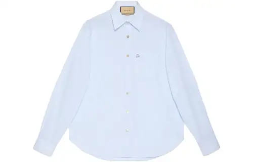 GUCCI Shirts Men's Blue Pointed Collar Moderate Shirt