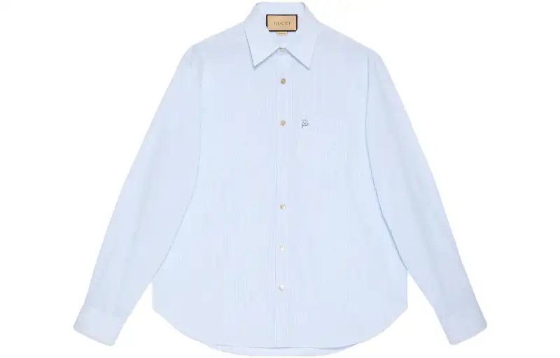 GUCCI Shirts Men's Blue Pointed Collar Moderate Shirt