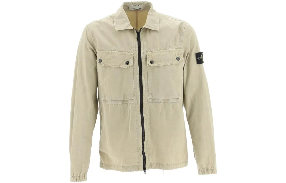 STONE ISLAND Compass-patch Cotton Shirt Jacket