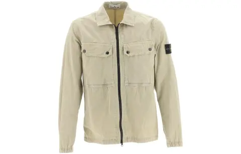 STONE ISLAND Compass-patch Cotton Shirt Jacket