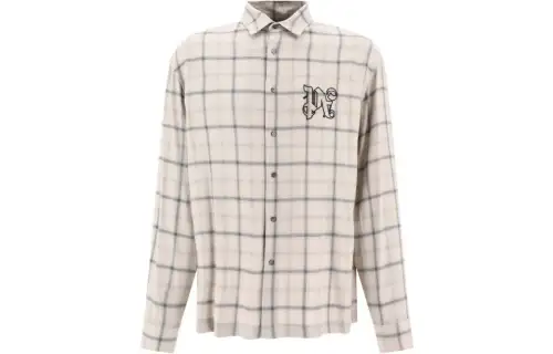 Palm Angels logo-embroidered plaid cotton shirt