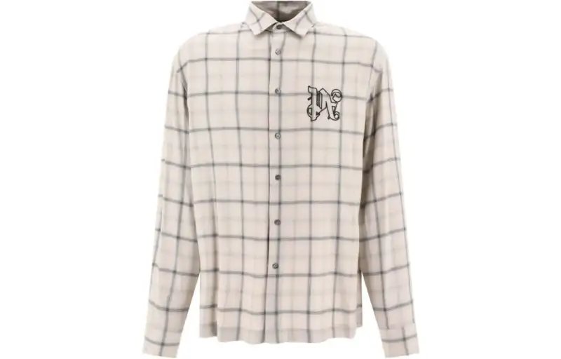 Palm Angels logo-embroidered plaid cotton shirt
