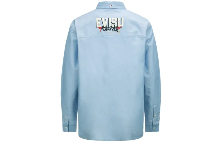 EVISU Shirts Men's Blue Lapel Moderate Other