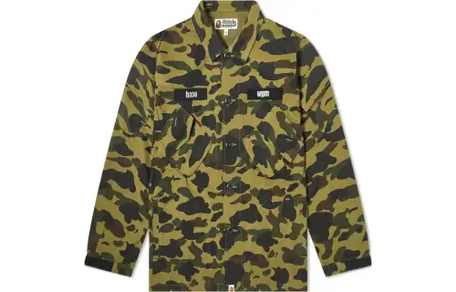A BATHING APE Shirts Unisex Green Pointed Collar Moderate Shirt