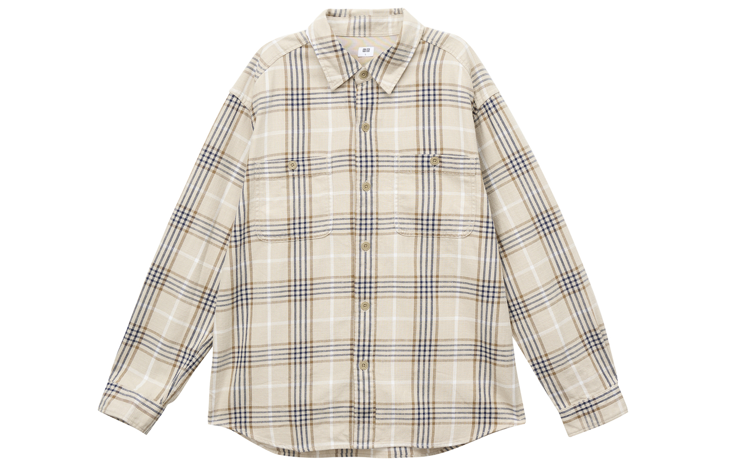 Рубашка UNIQLO Checked Shirt (бежевая)