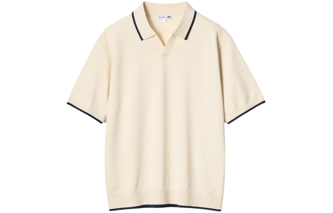 UNIQLO UNIQLO JW Anderson joint series x JWANDERSON joint model SS24 contrasting color Polo collar pullover short-sleeved Polo shirt men's beige