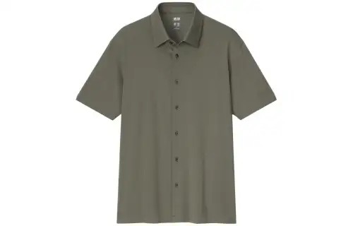 UNIQLO Polo Shirts Unisex Olive Polo Collar Moderate Straight Fit