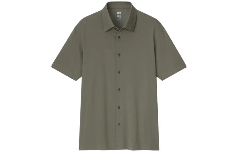 UNIQLO Polo Shirts Unisex Olive Polo Collar Moderate Straight Fit
