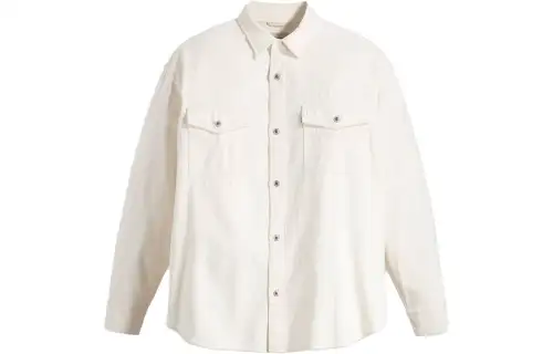 Levis SilverTab Shirts Men's Ecru Pointed Collar Moderate Other