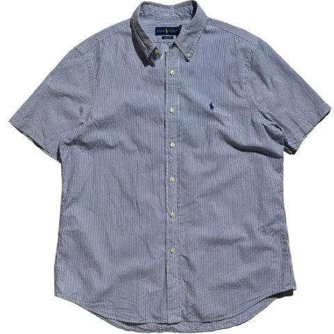 Polo Ralph Lauren SS24 Shirt Classic Version Men's Marine Blue & White