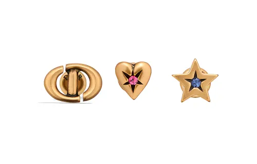 DIOR Metal, Crystal Stud Earrings Women's Gold
