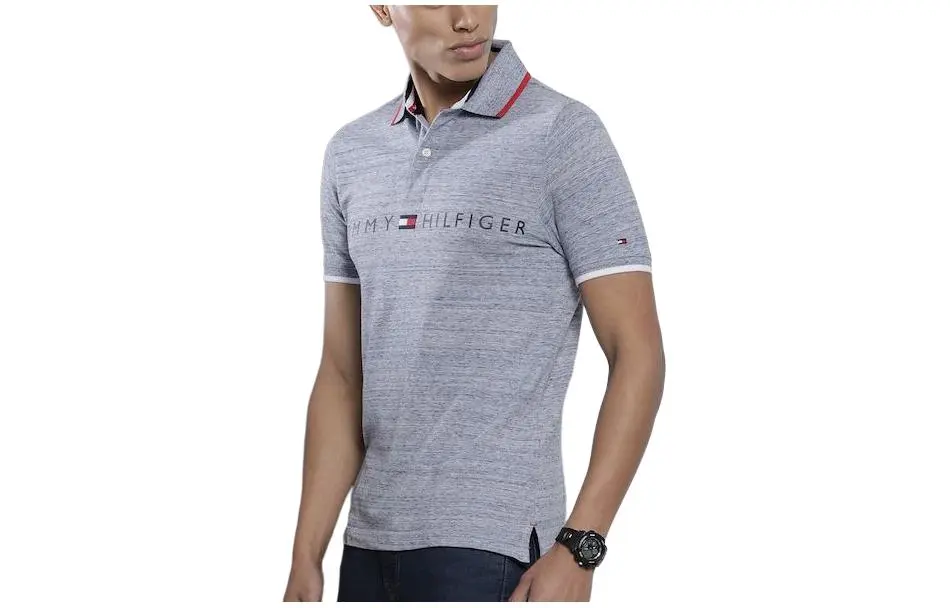 Tommy Hilfiger Polo Shirt Men's Blue Heather Gray