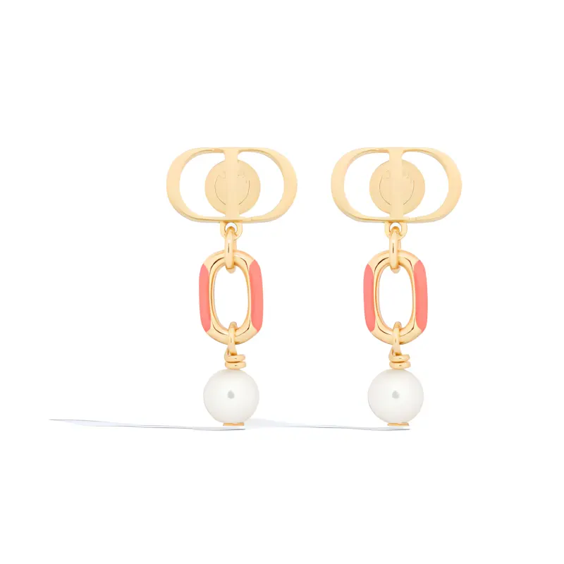 DIOR Resin, Pearl, Metal Earrings Women's Gold