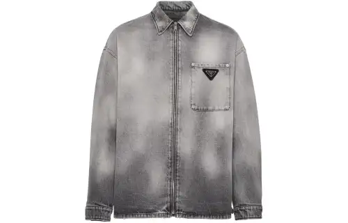 PRADA Shirts Men's Gray Pointed Collar Moderate Other