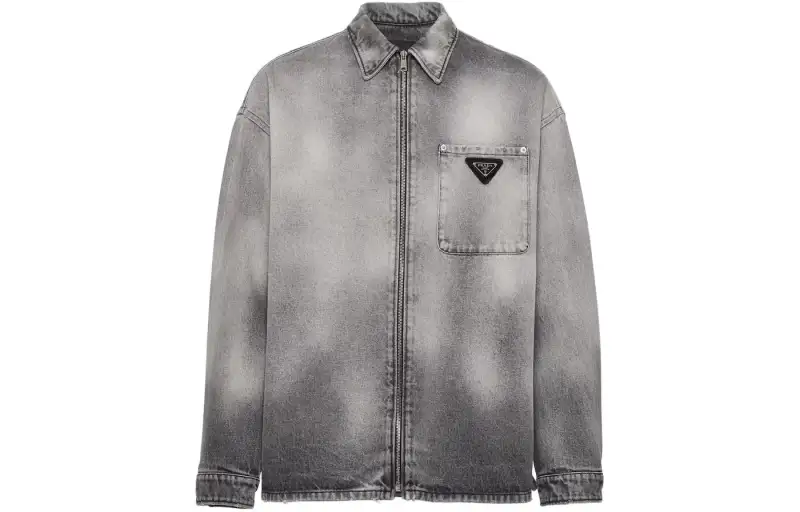 PRADA Shirts Men's Gray Pointed Collar Moderate Other