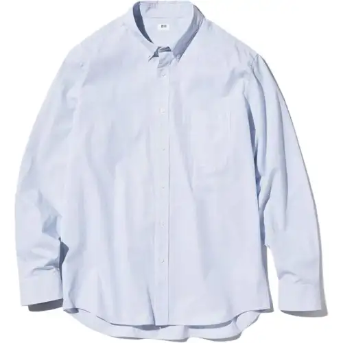 UNIQLO Shirts Men's Aqua Blue Lapel Moderate Other